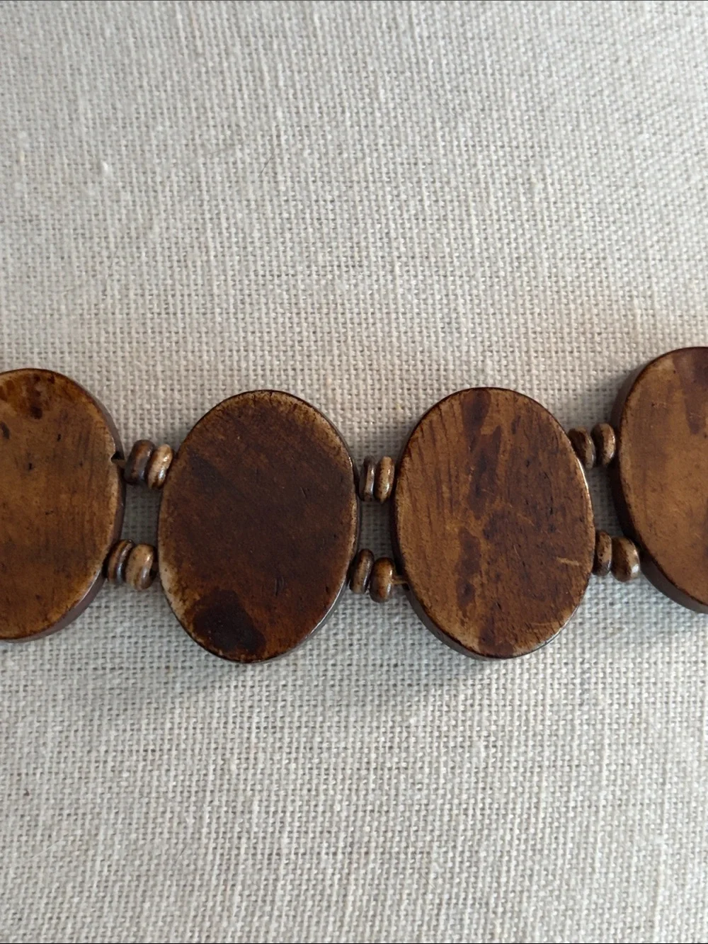 Hand Carved Wood Oval Link Bracelet